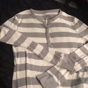 Faded Glory Grey and White Striped long sleeve